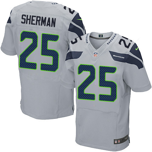 Men's Elite Richard Sherman Nike Jersey Grey Alternate - #25 NFL Seattle Seahawks